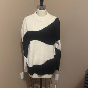 H&M Black and White Crew Neck Sweater
